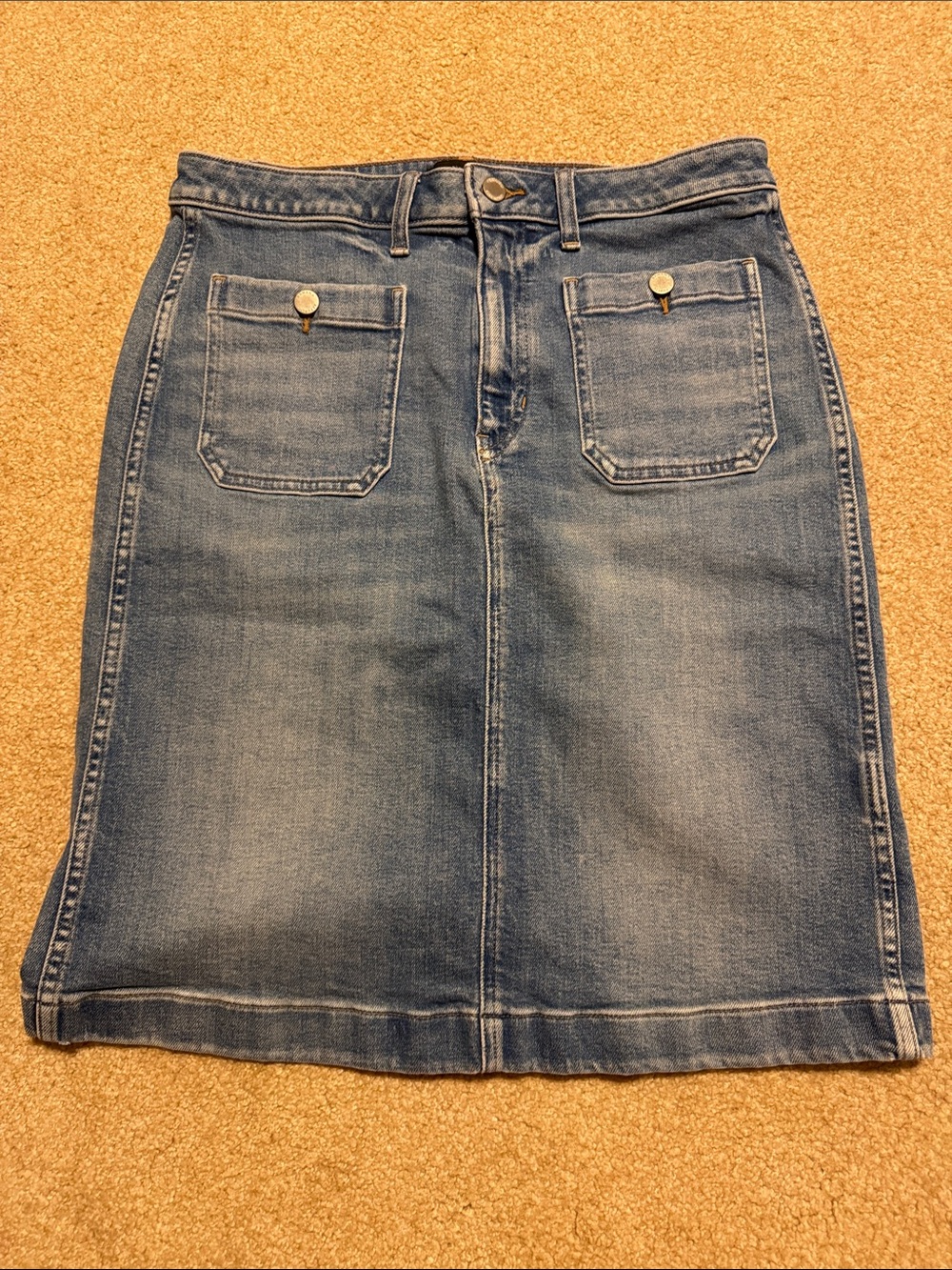 Banana Republic Medium Blue Denim Midi Skirt with Front Pockets